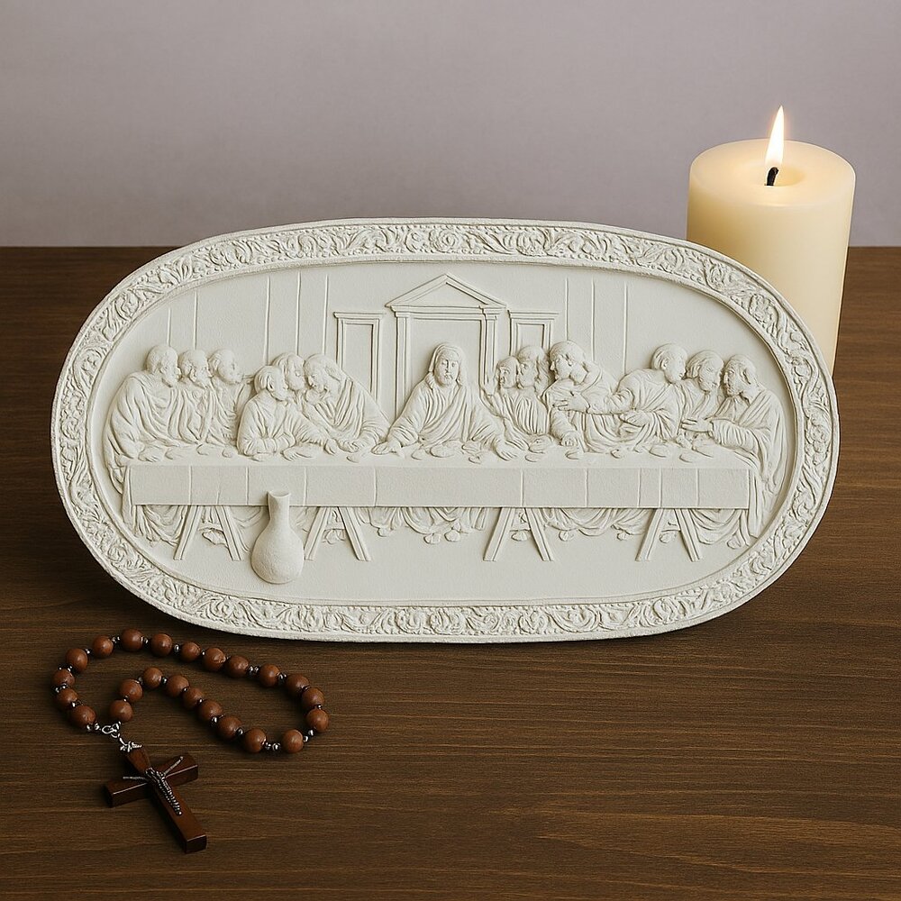 Vintage Ajax Last Supper Painted Brass Wall Plaque Made in Japan Religious Decor